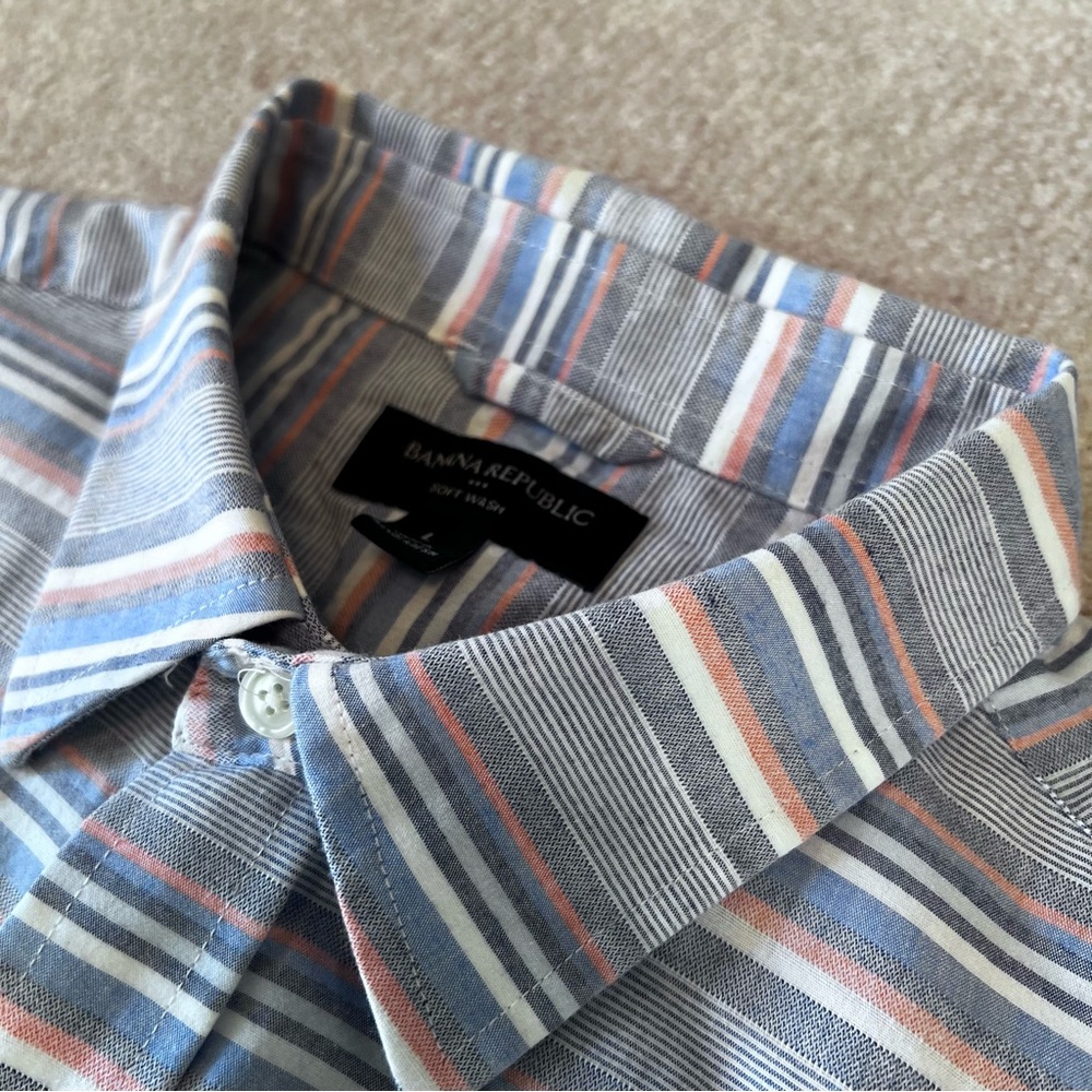 Banana Republic soft wash ,‎ Men's Striped Shirt - Blue and gray LNC